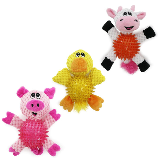 Small Bite Ball Bellies – Pig / Cow / Chick - dog toys