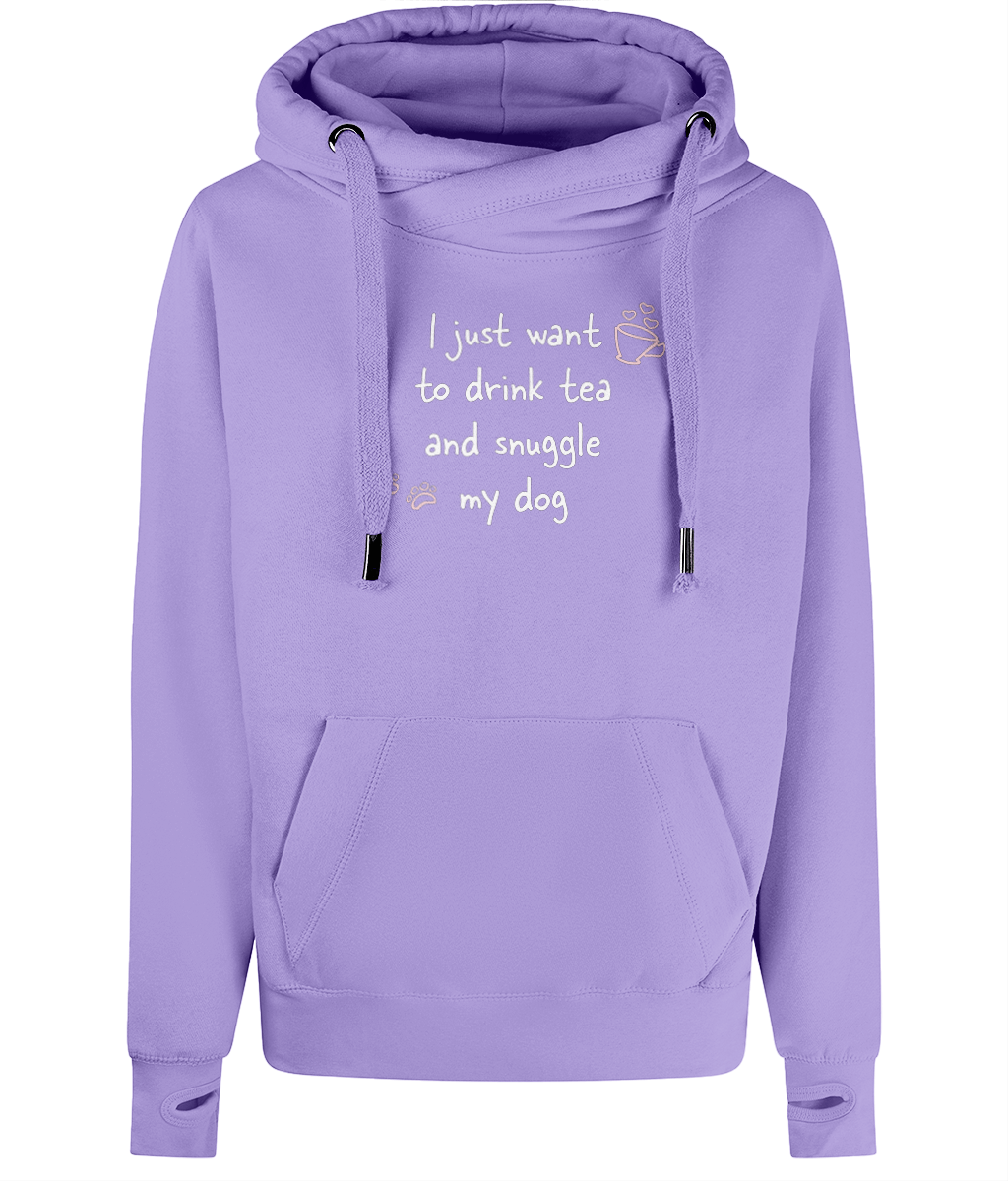 Tea and snuggle Cross Neck Hoodie - Pup Chic Boutique