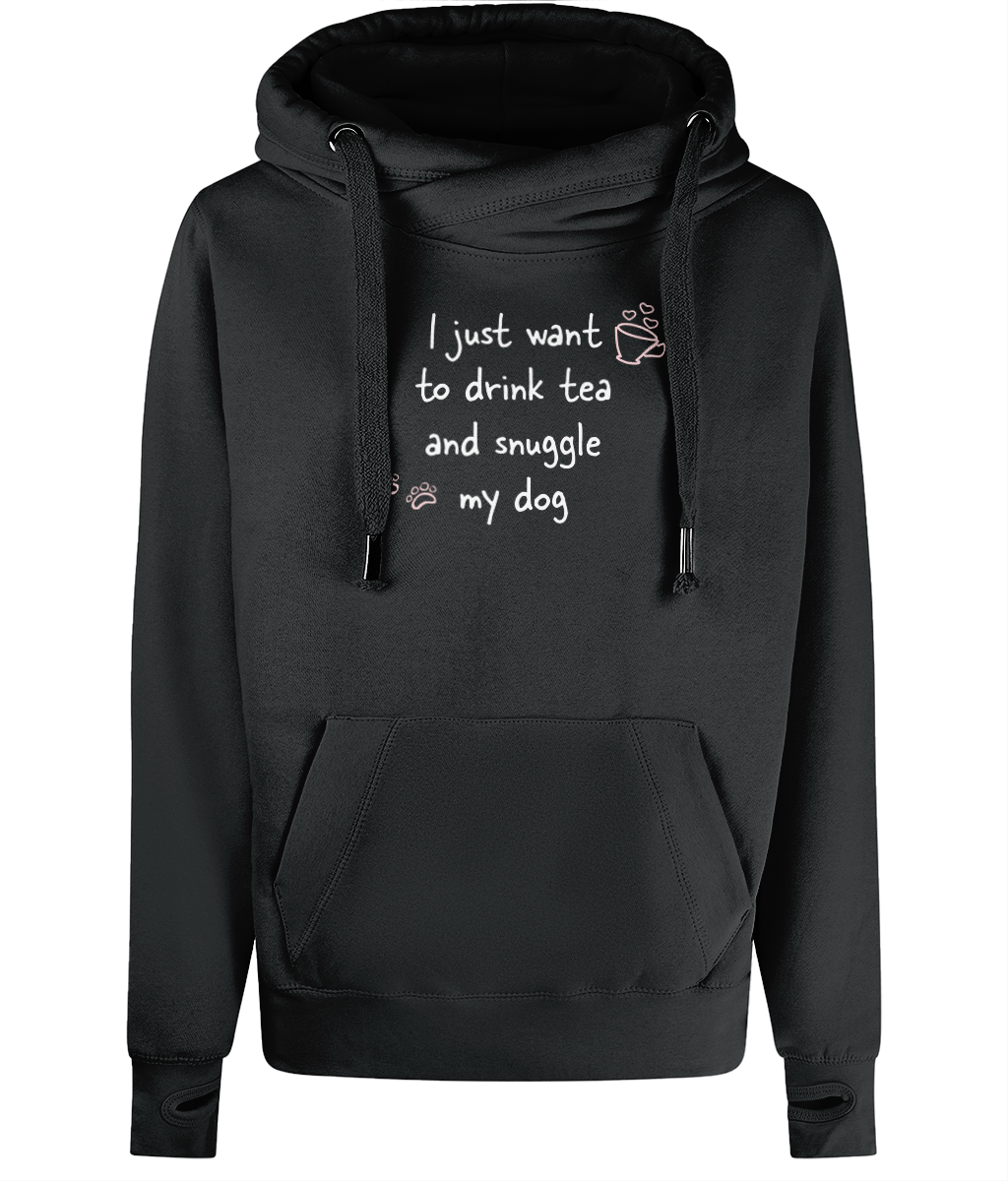 Tea and snuggle Cross Neck Hoodie - Pup Chic Boutique