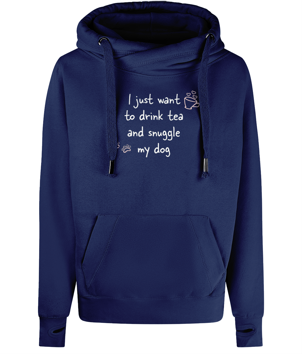 Tea and snuggle Cross Neck Hoodie - Pup Chic Boutique