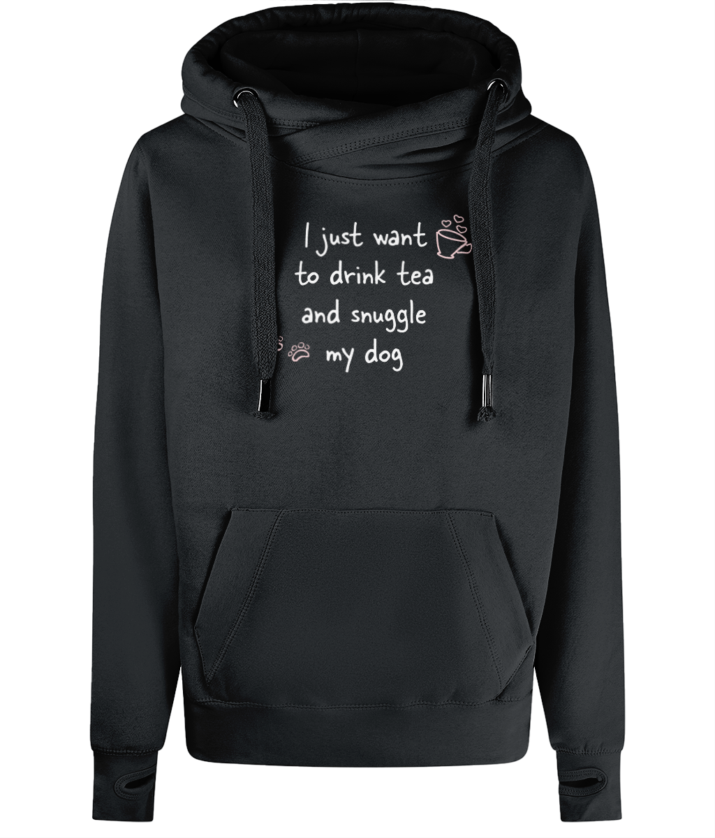 Tea and snuggle Cross Neck Hoodie - Pup Chic Boutique