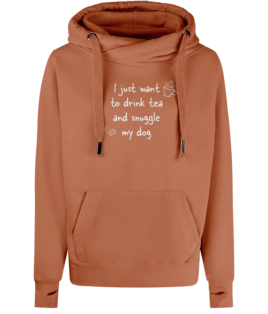 Tea and snuggle Cross Neck Hoodie - Pup Chic Boutique