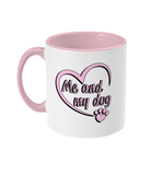 me and my dog two toned mug ceramic / white / antique pink