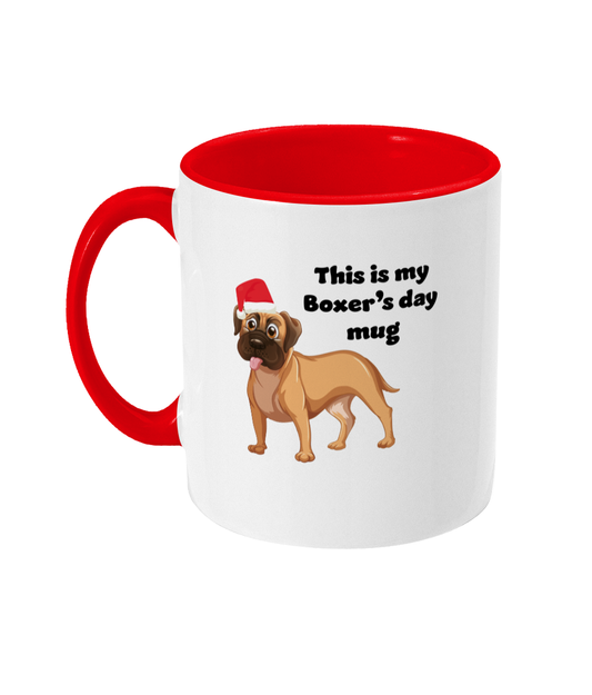 boxer's day two toned christmas mug ceramic / white / red