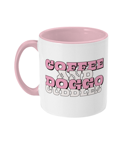coffee and doggo cuddles two toned mug