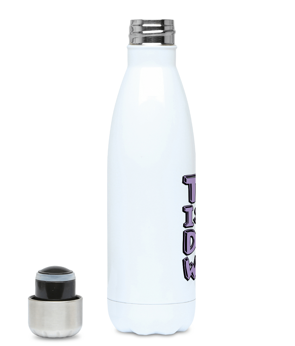 this is the dog's water bottle stainless steel / white