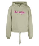 This Bitch Bites cropped oversized hoodie