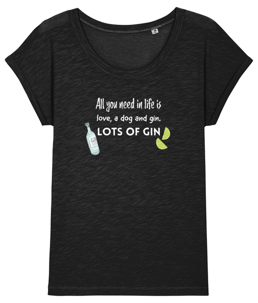 dogs and gin dark t-shirt