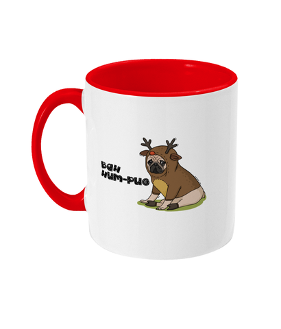 bah hum-pug two toned christmas mug ceramic / white / red