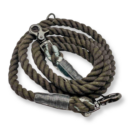 Black Multi-use 6ft Rope Dog Lead - hands free leash - training lead - Pup Chic Boutique