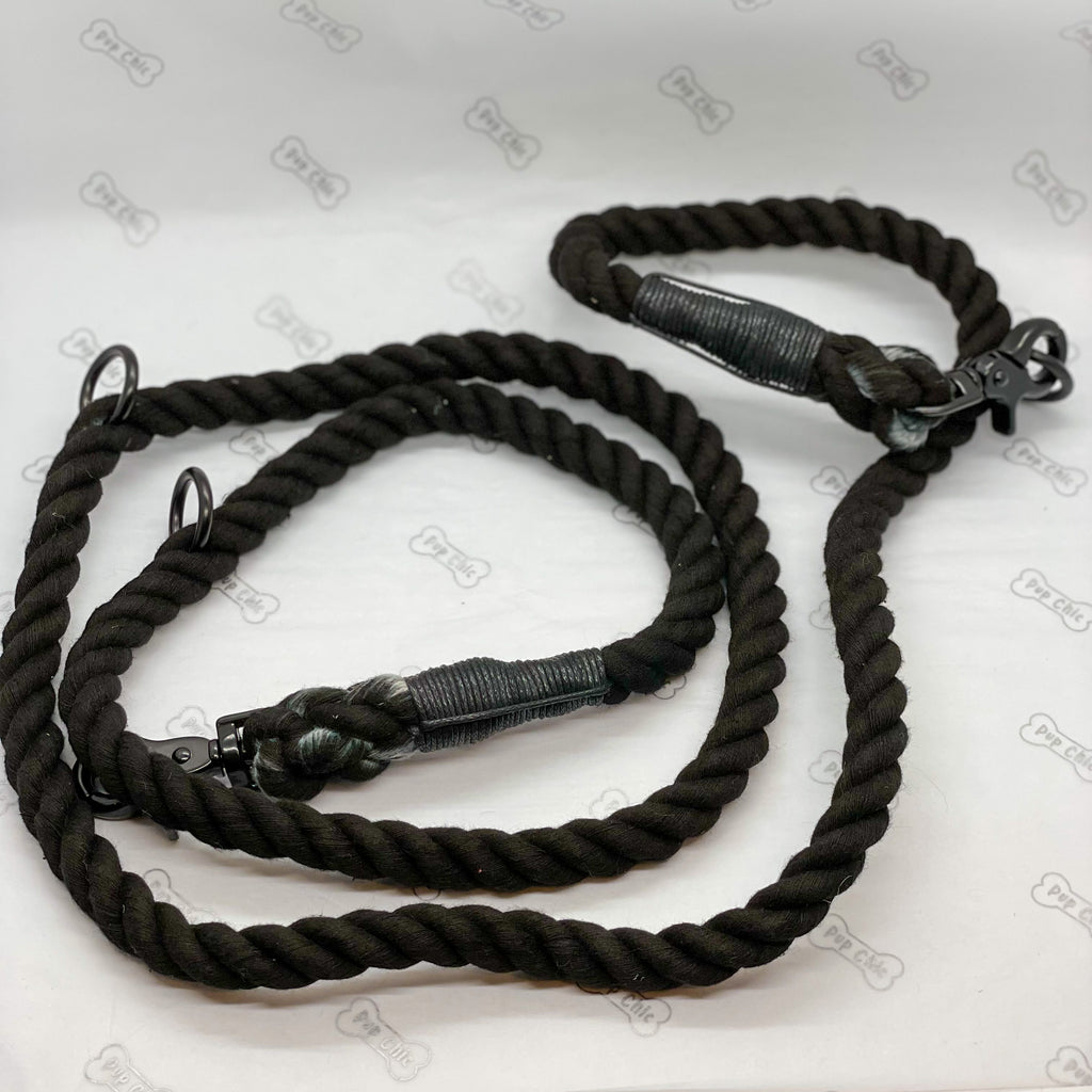 Black Multi-use 6ft Rope Dog Lead - hands free leash - training lead - Pup Chic Boutique