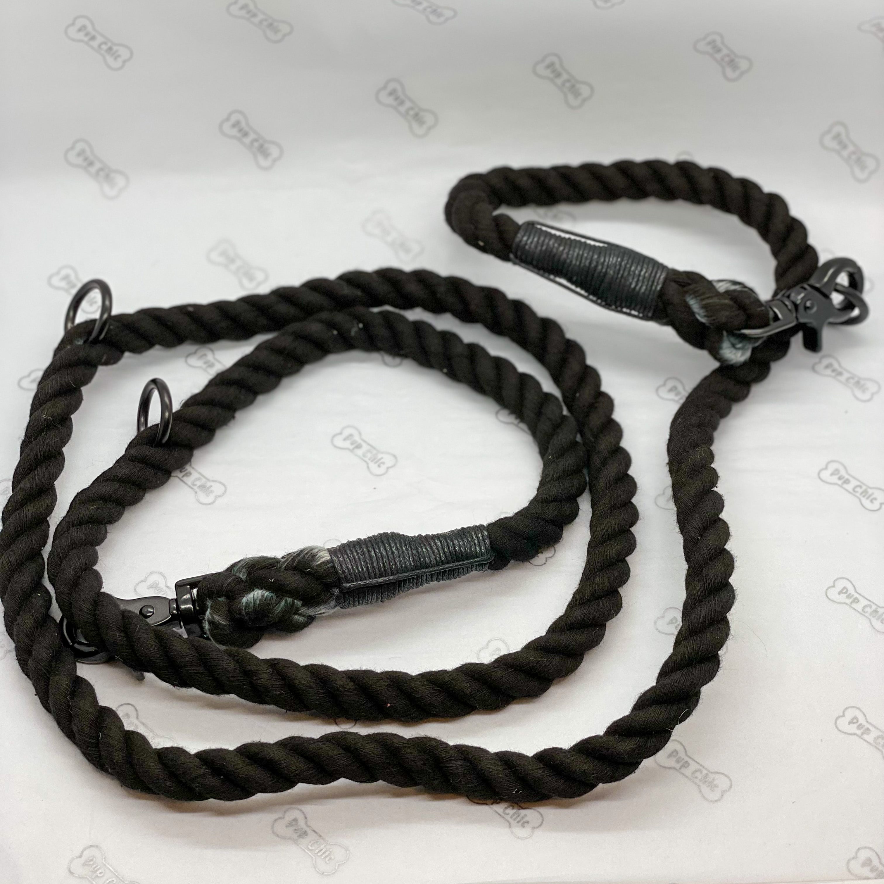 Black Multi-use 6ft Rope Dog Lead - hands free leash - training lead - Pup Chic Boutique