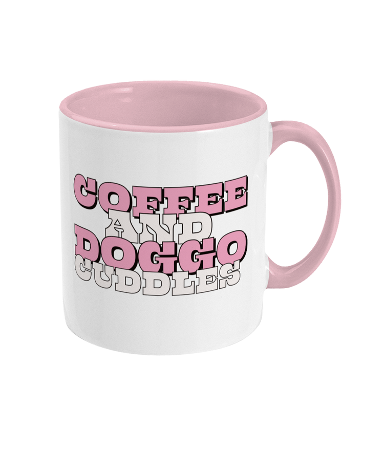 coffee and doggo cuddles two toned mug