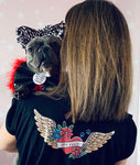 dog mama tattoo winged heart rolled cuff muscle t-shirt