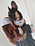 dog mama tattoo winged heart rolled cuff muscle t-shirt