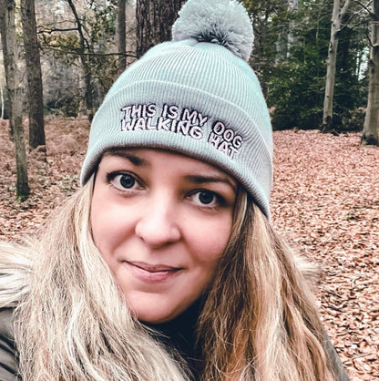 this is my dog walking hat pom pom beanie