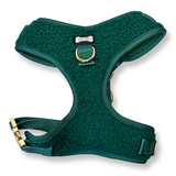 Emerald City teddy fleece adjustable harness - green fleece dog harness