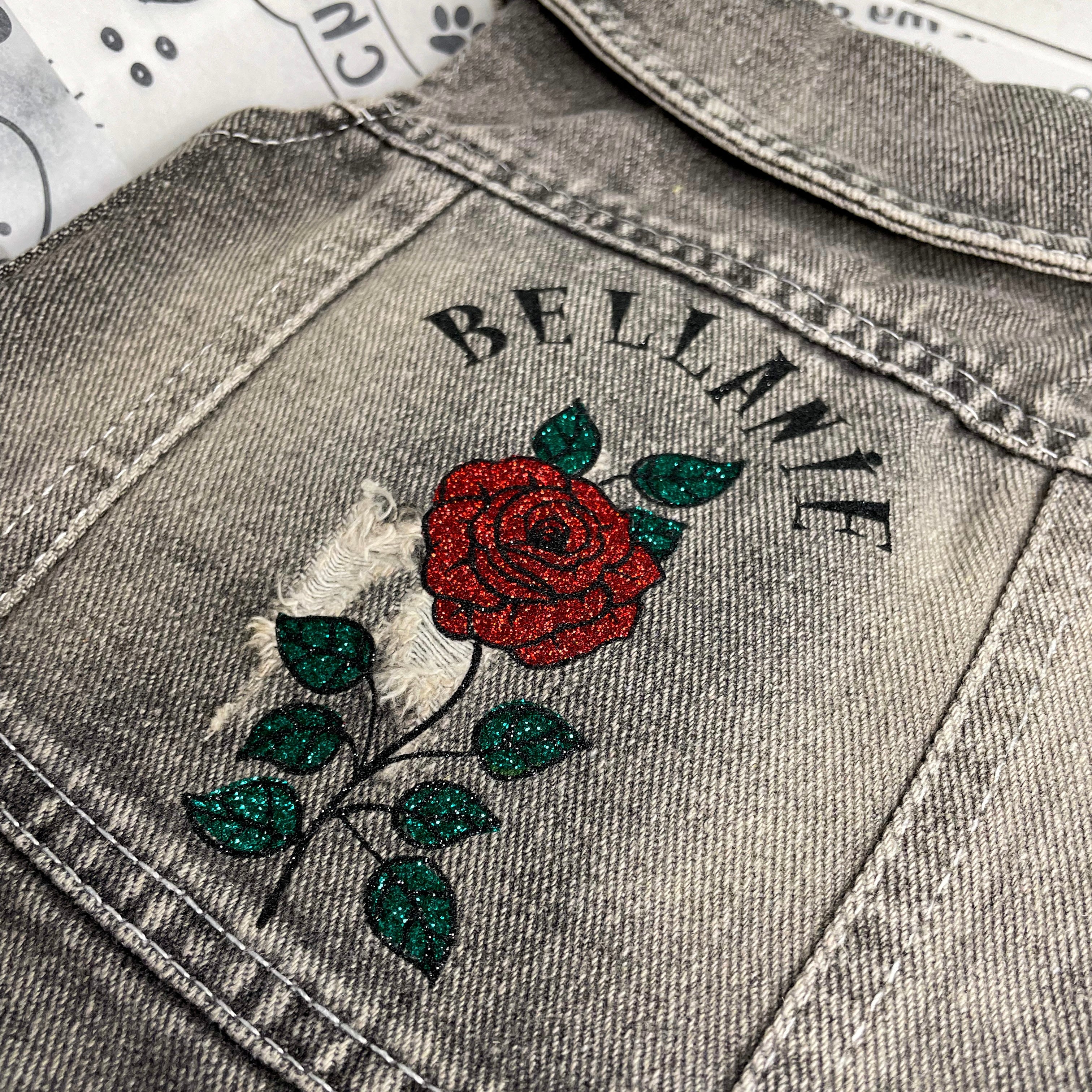 Personalised dog denim jacket - black or grey - Pup Chic Boutique