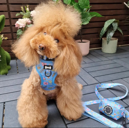 Island Breeze Step-in adjustable dog harness - Blue Hawaiian dog harness - Pup Chic Boutique