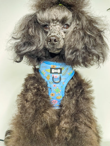 Island Breeze Step-in adjustable dog harness - Blue Hawaiian dog harness - Pup Chic Boutique