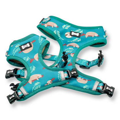 Lazy Sloth Adjustable Dog Harness - teal dog harness - Pup Chic Boutique