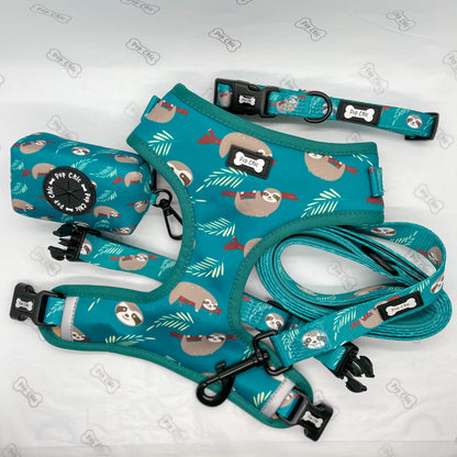 Lazy Sloth Adjustable Dog Harness - teal dog harness - Pup Chic Boutique