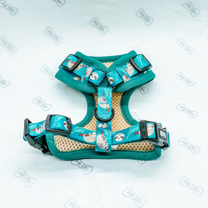 Lazy Sloth Adjustable Dog Harness - teal dog harness - Pup Chic Boutique