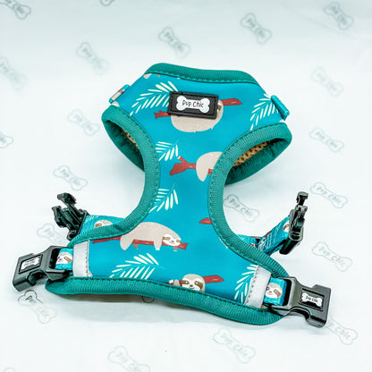 Lazy Sloth Adjustable Dog Harness - teal dog harness - Pup Chic Boutique