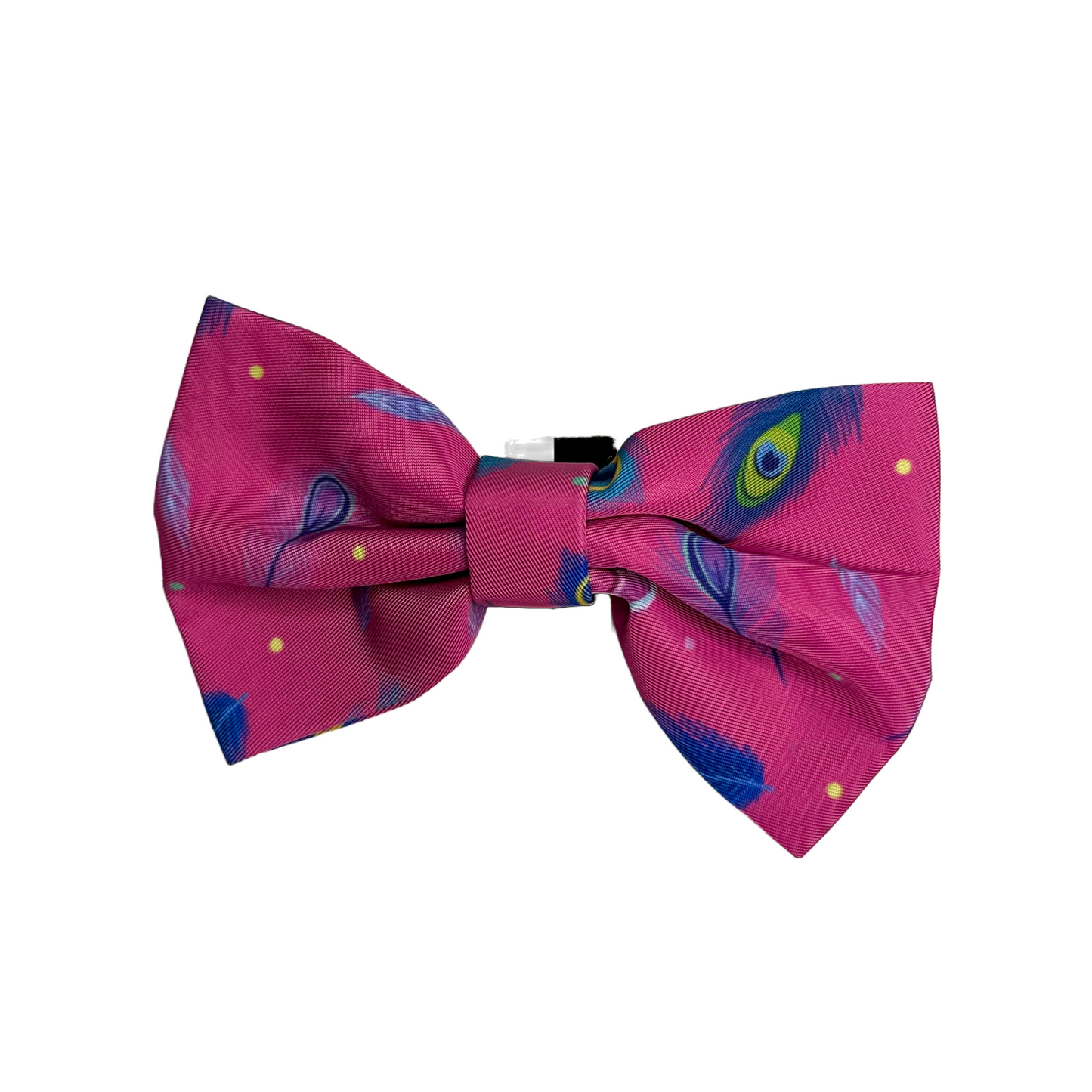 Peacock Power Bow Tie - hot pink peacock feather dog bow