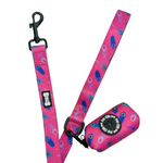 Peacock Power Lead - hot pink peacock feather dog leash