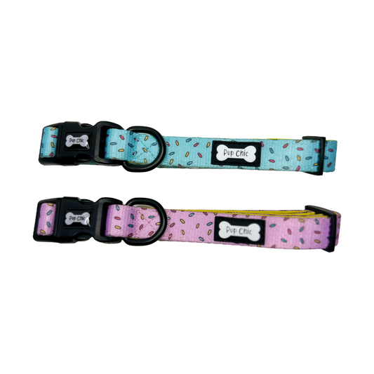 Sprinkles For Days Collar - pink or blue sprinkles dog collar