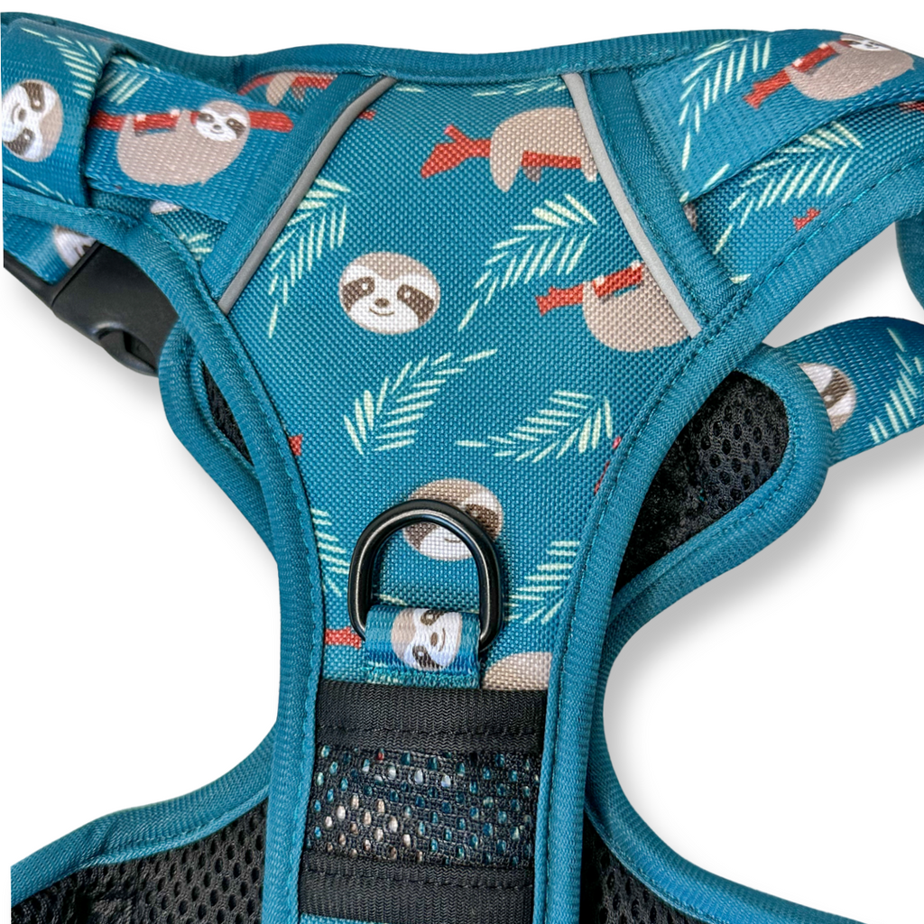 Lazy Sloth Tuff Stuff dog harness - three clip teal dog harness with handle - Pup Chic Boutique