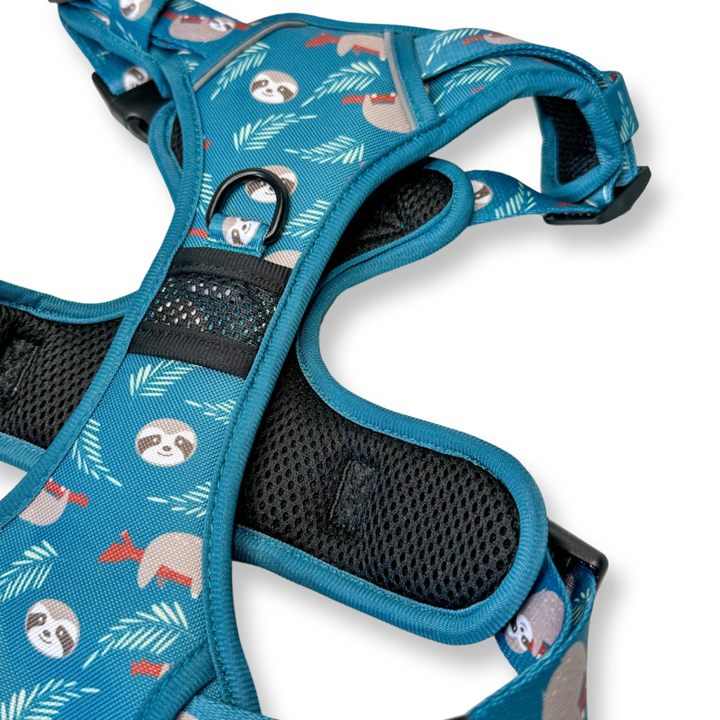 Lazy Sloth Tuff Stuff dog harness - three clip teal dog harness with handle - Pup Chic Boutique