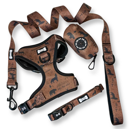 Wanderlust adjustable step-in harness - wolf autumn dog harness - Pup Chic Boutique