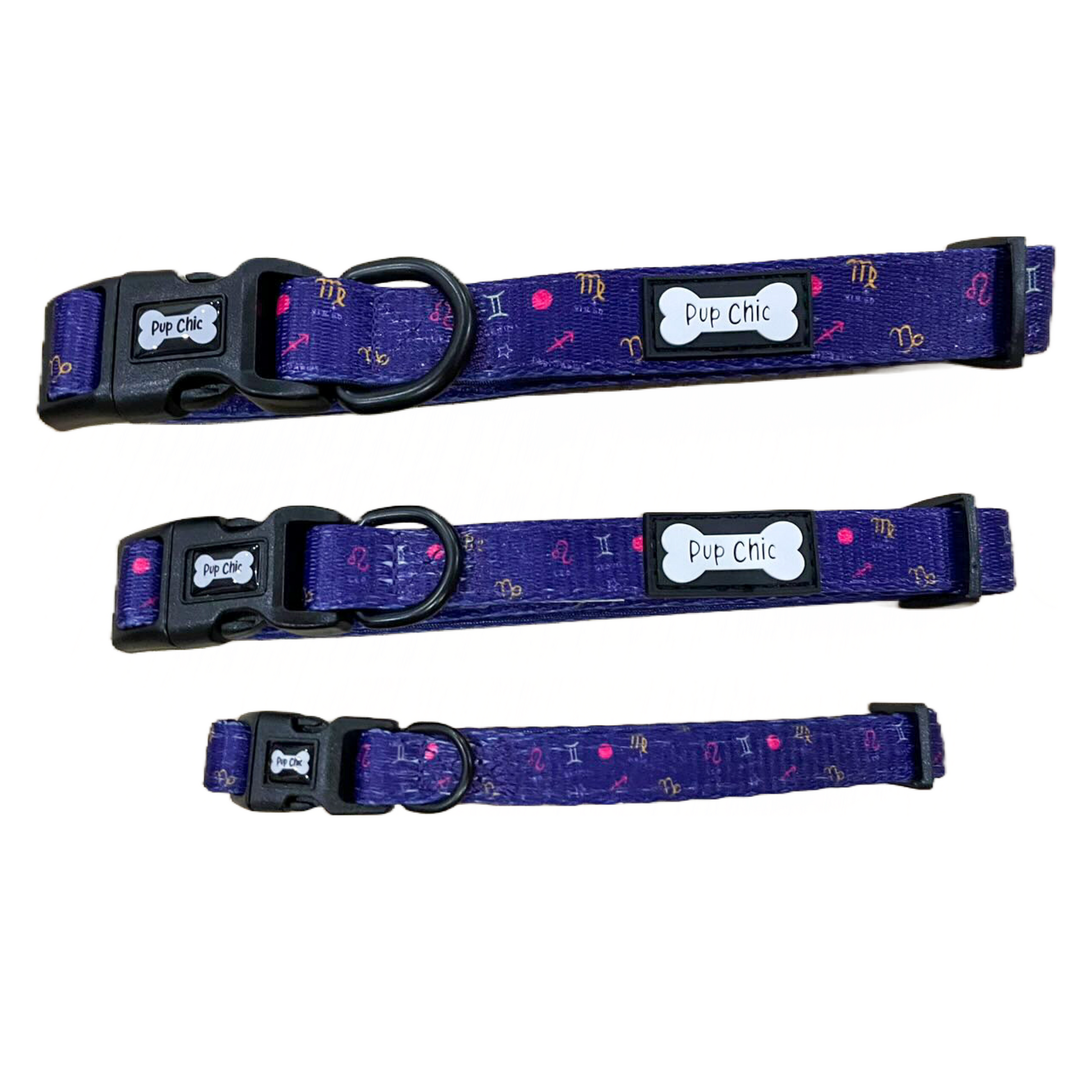 Zodiac Zoomies Collar - navy zodiac signs dog collar - Pup Chic Boutique