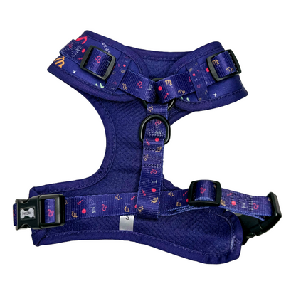 Zodiac Zoomies Adjustable Harness - navy zodiac signs dog harness - Pup Chic Boutique