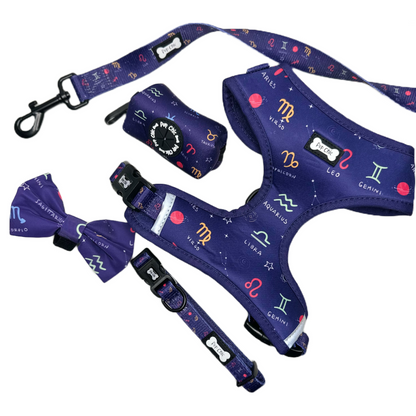 Zodiac Zoomies Adjustable Harness - navy zodiac signs dog harness - Pup Chic Boutique