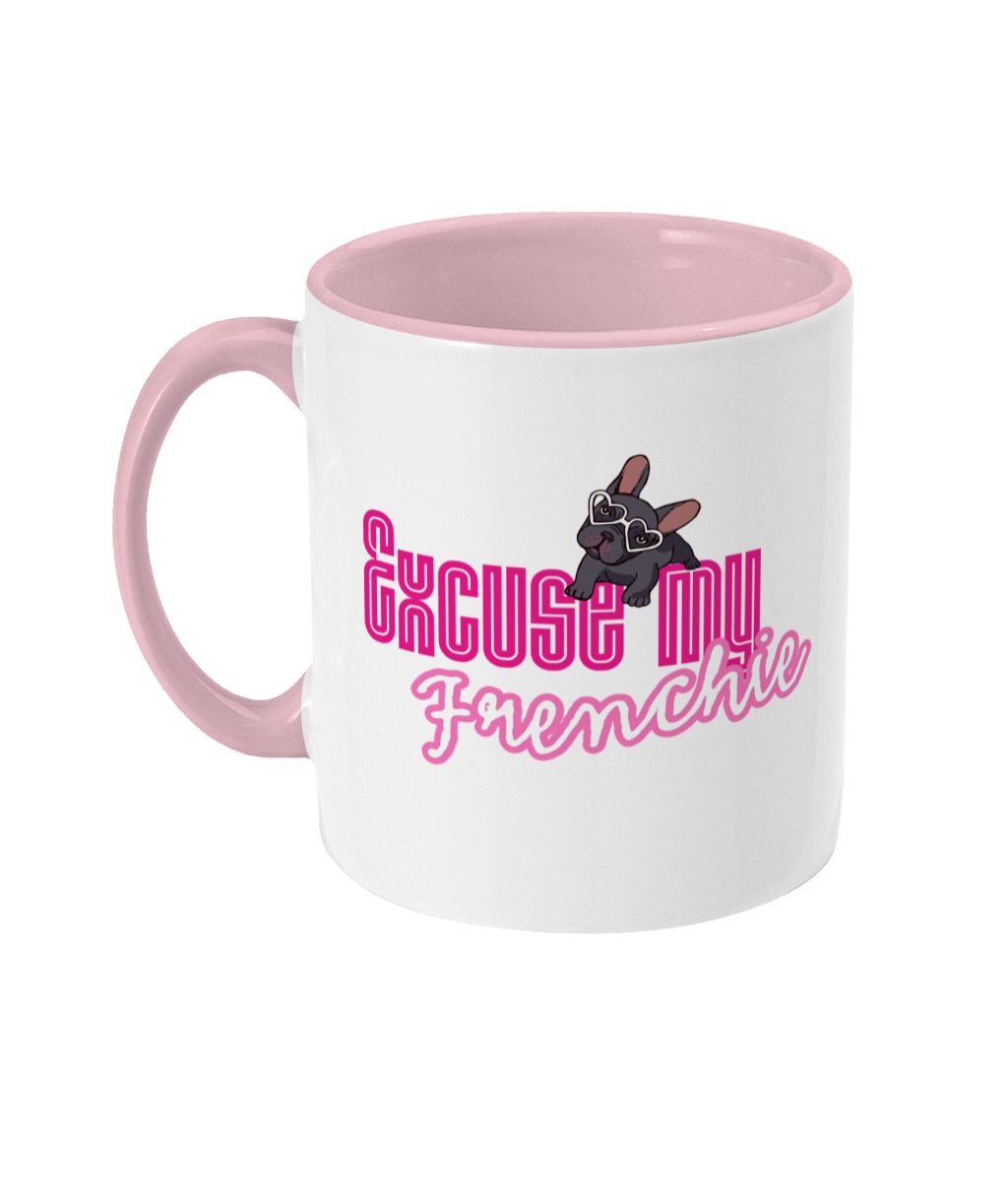 excuse my frenchie pink mug ceramic / white / antique pink