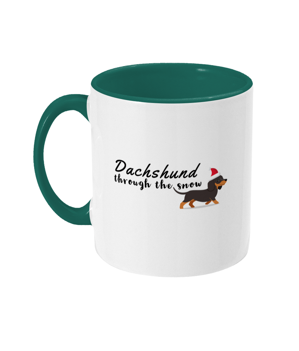 Dachsund through the snow two toned Christmas mug - Pup Chic Boutique
