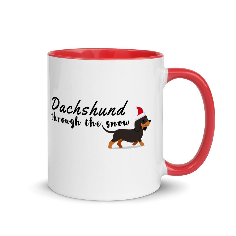Dachsund through the snow two toned Christmas mug - Pup Chic Boutique