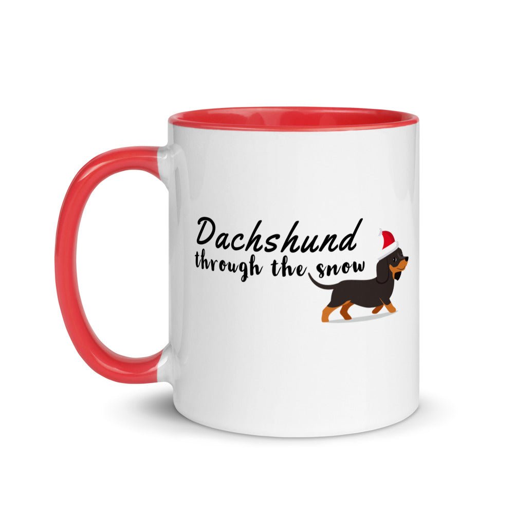 Dachsund through the snow two toned Christmas mug - Pup Chic Boutique