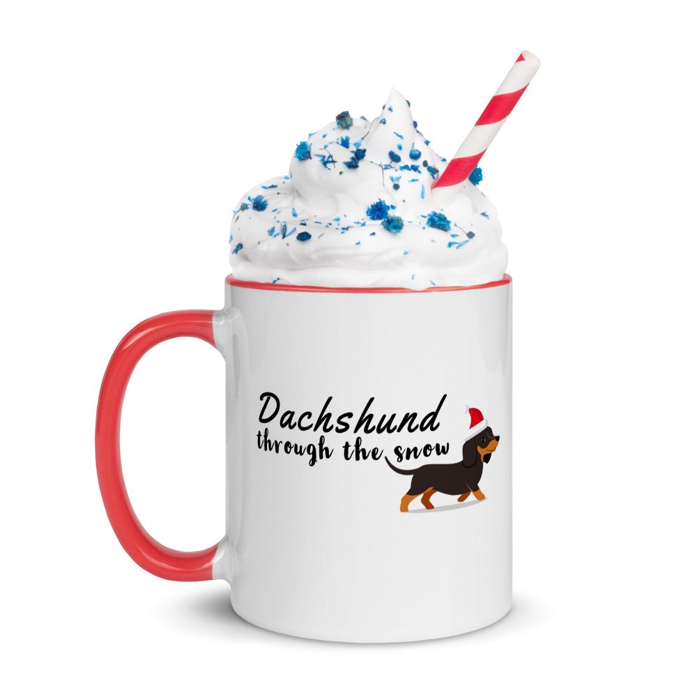Dachsund through the snow two toned Christmas mug - Pup Chic Boutique