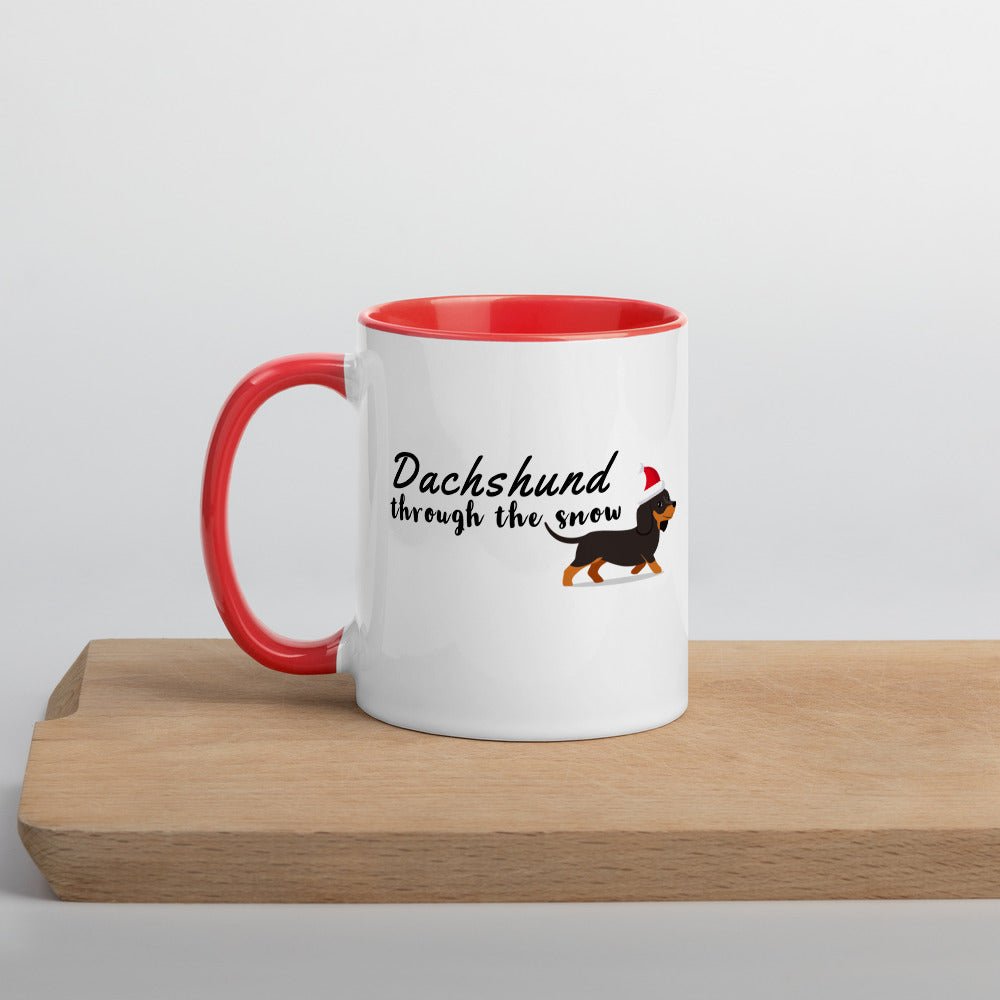 Dachsund through the snow two toned Christmas mug - Pup Chic Boutique