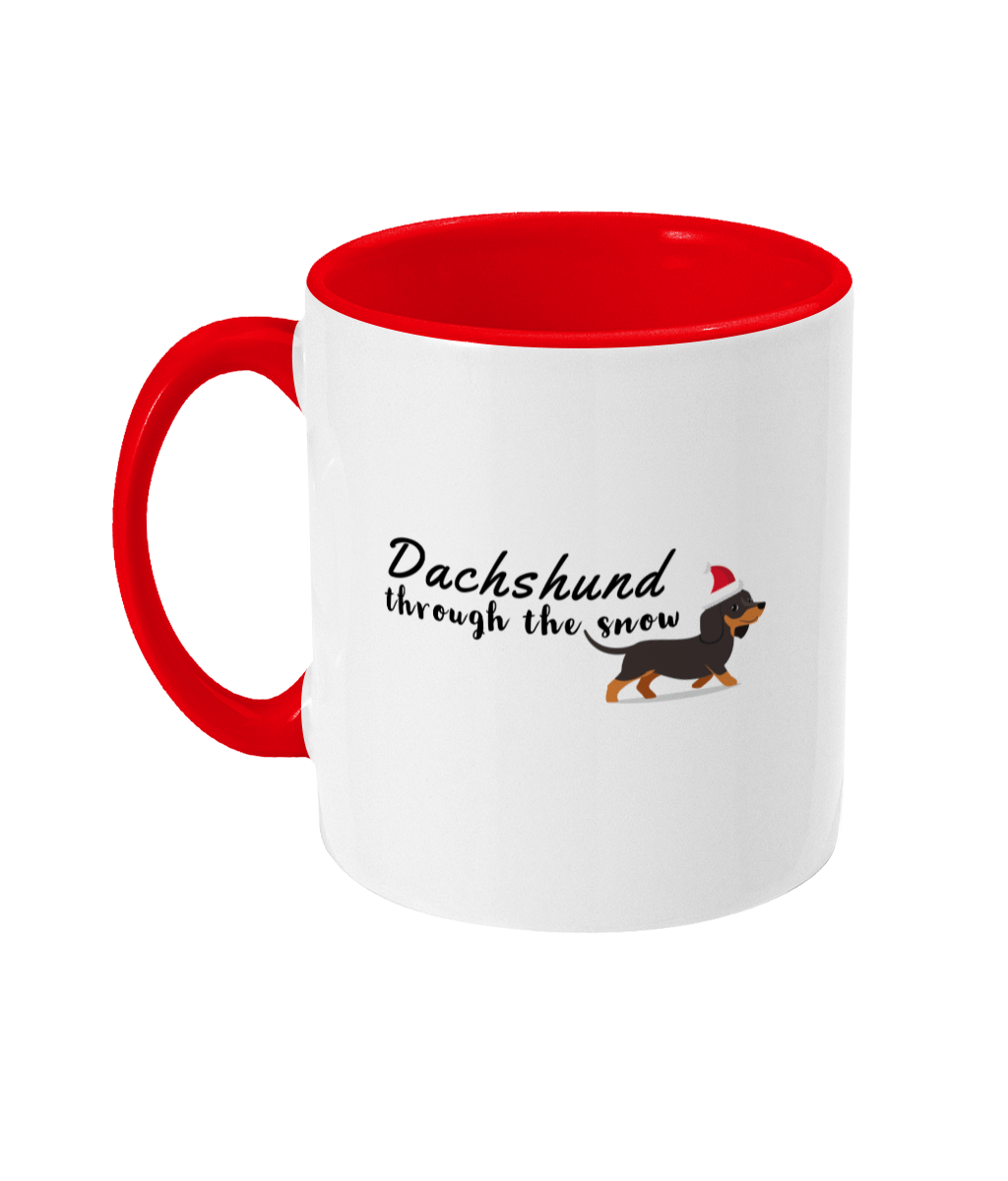 Dachsund through the snow two toned Christmas mug - Pup Chic Boutique