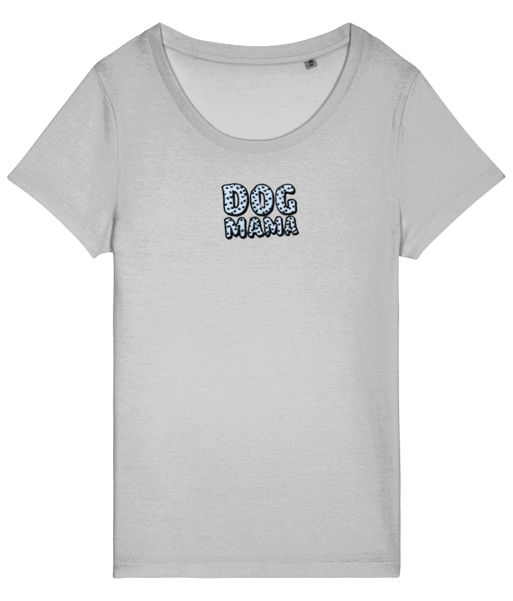 dog mama heart slogan embroidered t-shirt