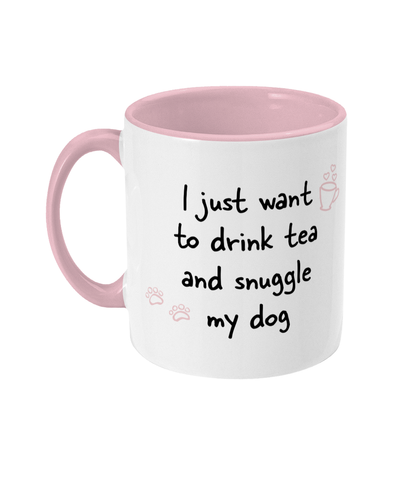 tea and snuggles two toned mug ceramic / white / antique pink