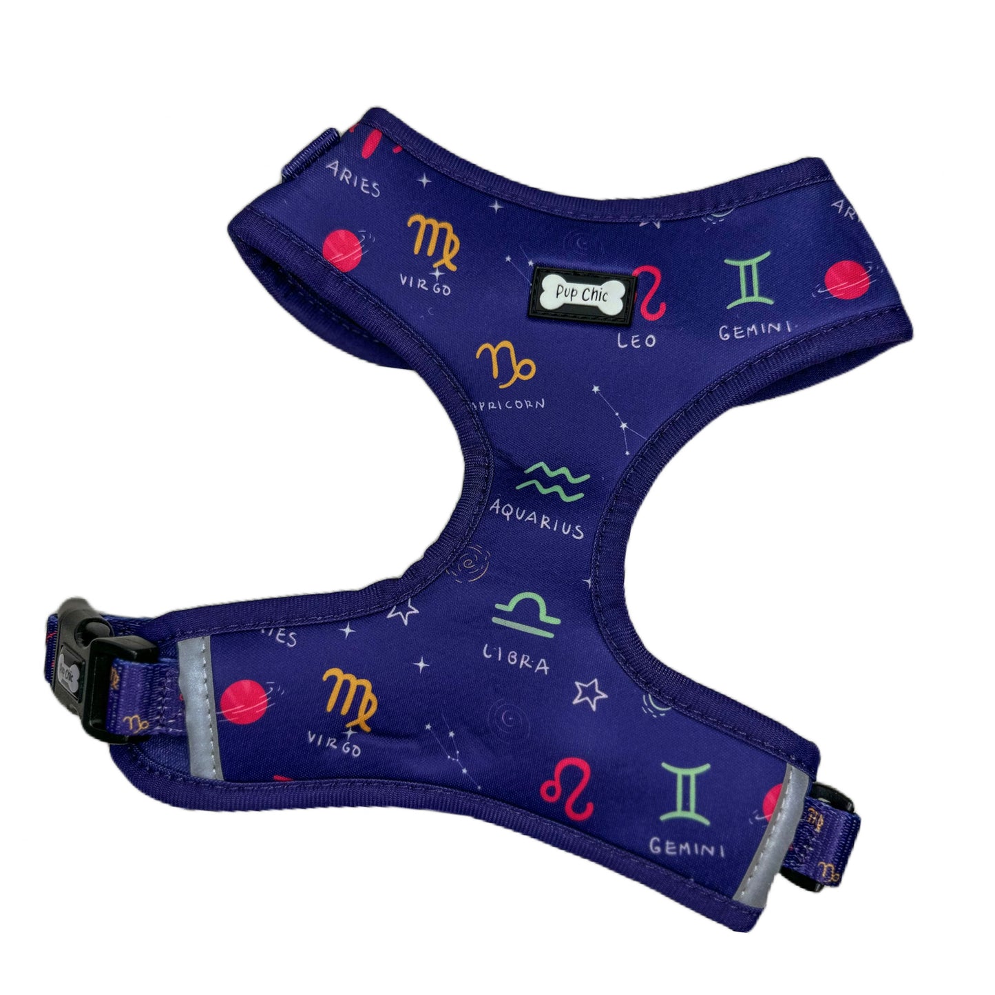 Zodiac Zoomies Adjustable Harness - navy zodiac signs dog harness - Pup Chic Boutique