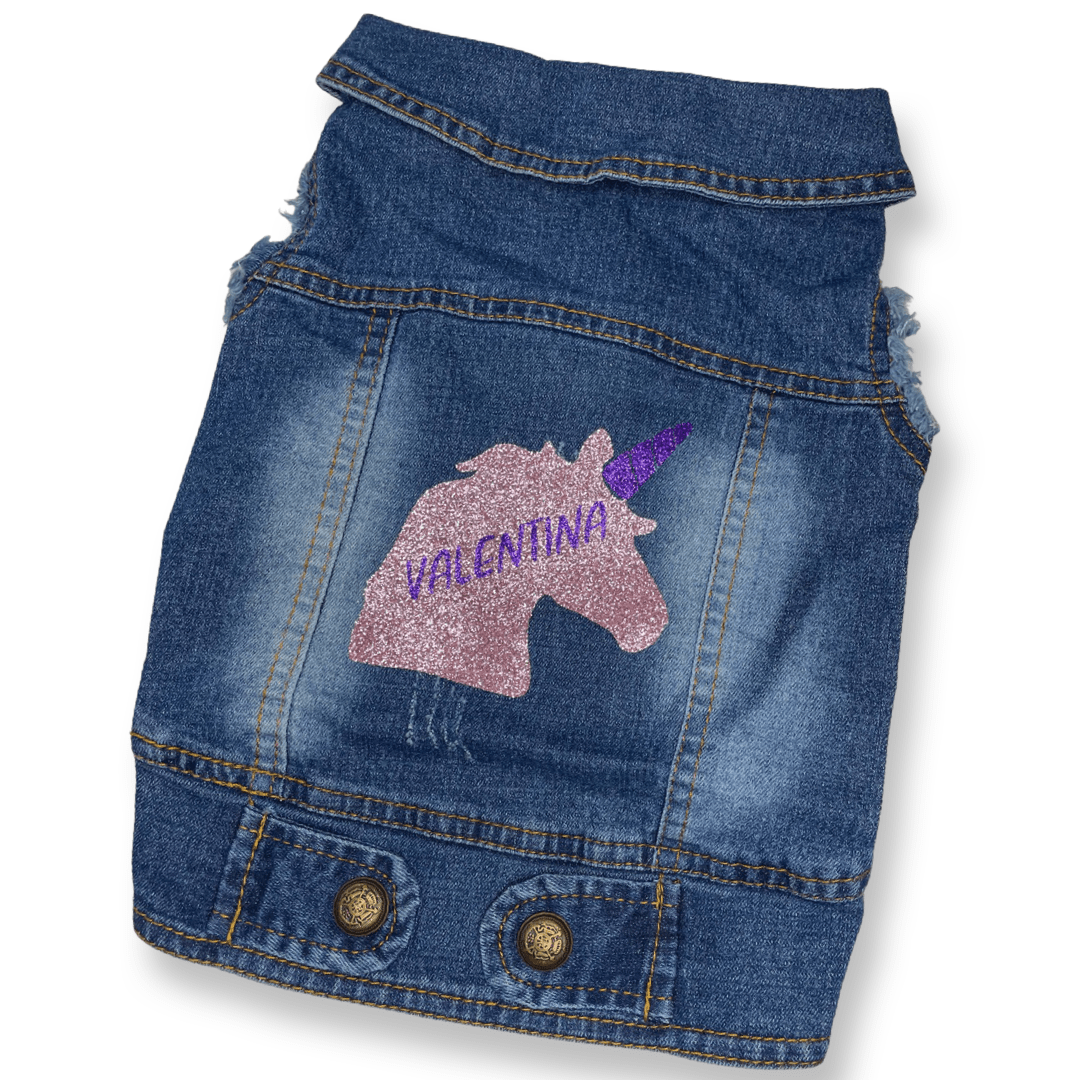 Personalised dog denim jacket - blue - Pup Chic Boutique