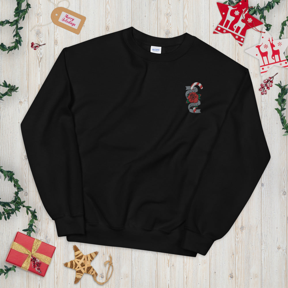 dog mama christmas tattoo embroidered sweatshirt