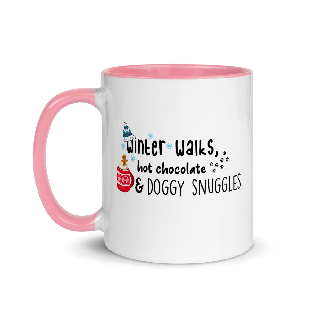 winter walks hot chocolate two toned mug pink